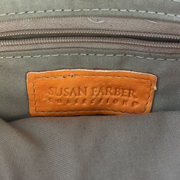 Susan Farber Collection Orange-Red Metallic Envelope Bag Crossbody Leather - Picture 5 of 9